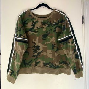 Sanctuary Camo Striped Trim Sweatshirt